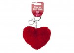 Faux Fur Heart Shaped Pom Pom Keychain