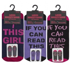 Ladies Slogan Design Socks 1 Pair