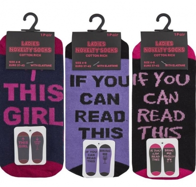 Ladies Slogan Design Socks 1 Pair