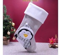 Deluxe Plush Silver Fluffy Hat Penguin Stocking 40cm X 25cm