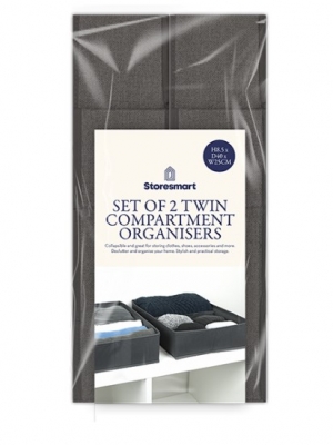 Twin Compartment Organisers 2pk 8.5x25x40cm