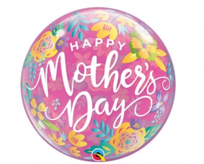 Qualatex 22" Single Bubble Mothers Day Floral Balloon