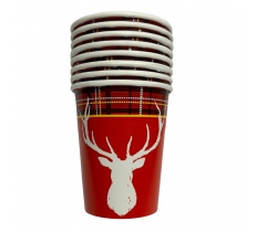 Christmas Plaid Deer Cup 9oz ( 8 Pack )