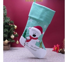 Deluxe Plush Polar Bear Mint Green Stocking 40cm X 25cm