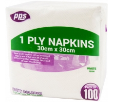 Napkins 1ply White 30cm 100pc / 25