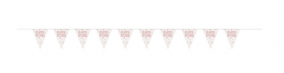 ROSE GOLD PRISMATIC PLASTIC FLAG BANNER HAPPY BIRTHDAY 9FT