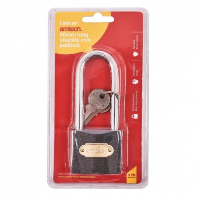 Amtech 50mm Long Shackle Iron Padlock