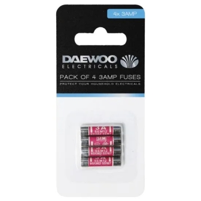 Daewoo 3Amp Mains Fuses 4 Pack