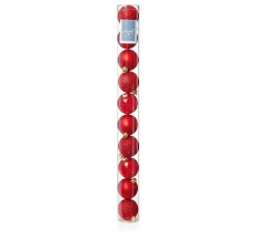 10 x 60mm Red Multi Finish Baubles