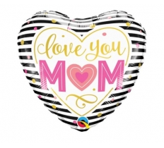 Qualatex 18" Heart Love You Mum Stripes Balloon