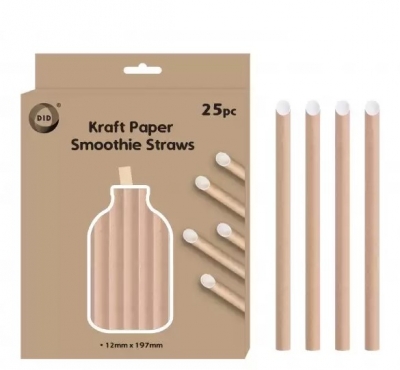 25pc Kraft Paper Smoothie Straws