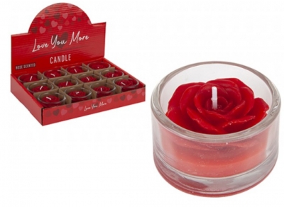 Valentine's Day Scented Rose Candle In Glass