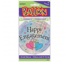 Happy Engagement Prism Round Foil Balloon 18"