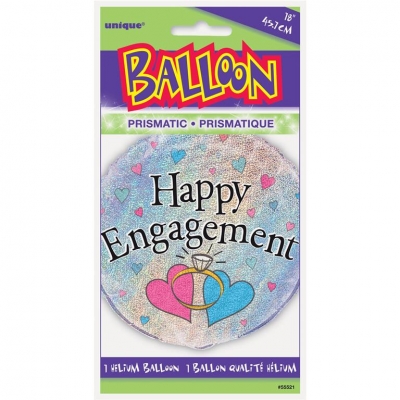 Happy Engagement Prism Round Foil Balloon 18"