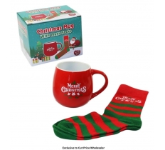 Christmas Ceramic Mug With Mens Socks