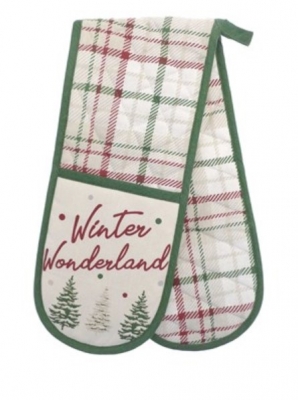 Christmas Design Double Oven Gloves Winter Wonderland