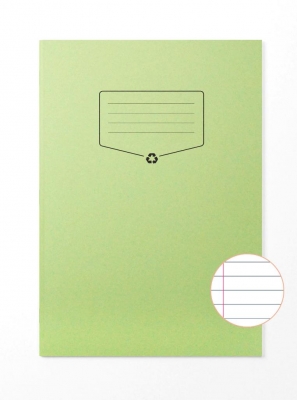 A4 Recycled Exercise Book 32lvs X 10 Ruled 8mm Green