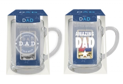 Best Dad Beer Glass & Keyring Bottle Opener Set