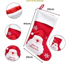 Deluxe Plush Red Santa With 3D Hat Stocking 40cm X 25cm