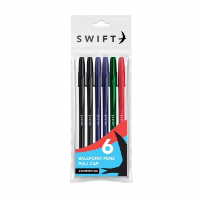 Pull Cap Ballpoint Pens 8 Pack