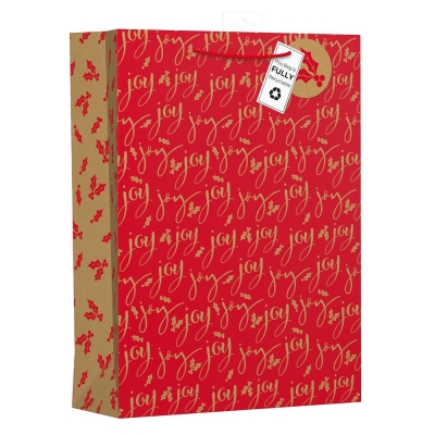 Christmas Red Kraft Text Ex Large Bag