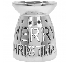 Merry Christmas Wax / Oil Warmer Silver