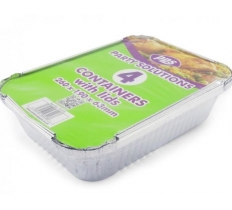 Foil Containers & Lids Rectangle 260 X 190 X 63mm 4Pc