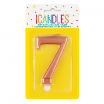 Metallic Rose Gold Number 7 Birthday Candle