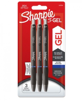 Sharpie S-Gel Blue Medium Gel Pens 0.7mm Pack Of 3