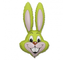 35" Lime Green Bunny Rabbit Head Foil Balloon Packaged