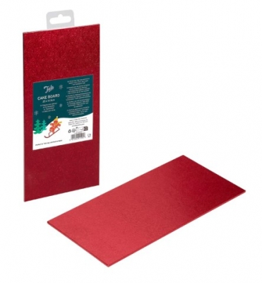 Christmas Cake Board Red Foil 25cm x 12.5cm