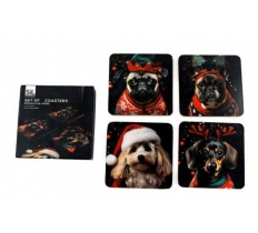 Xmas Dog Coasters 4pc