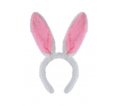 Bunny Ears Headband White with Pink Fur 29 x 23cm