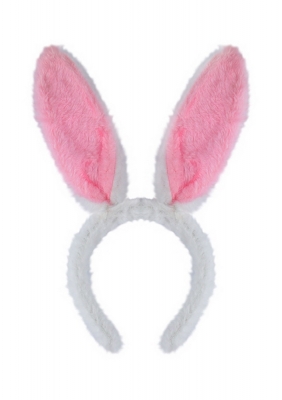 Bunny Ears Headband White with Pink Fur 29 x 23cm