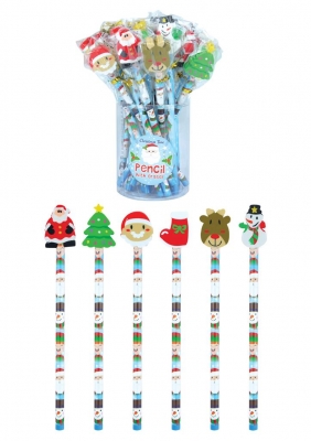 Christmas Pencil With Eraser Top 24 Pieces (21p Each)