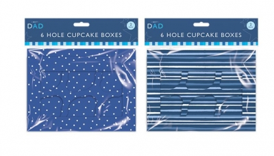 Fathers Day Cupcake Boxes 6 Hole 2 Pack