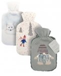 Hot Water Bottles with Printed Plush Sherpa reverse Cover