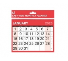 2025 Red & Black Easy View Monthly Planner, 27 x 21cm