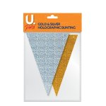 Holographic Bunting Gold & Silver, 2 Sided