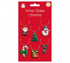 Christmas Party 6 Glass Charms