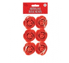 Valentines Day Artificial Rose Heads 6 Pack