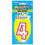 Number 4 Glitter Birthday Candle With Cake Decoration