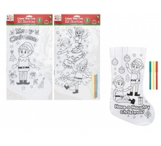 Colour Your Own Elf Stocking With Pen ( Assorted Designs )