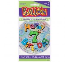 Age 7 Birthday Prism Round Foil Balloon 18"
