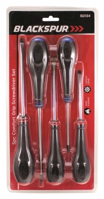 Blackspur 5 Pack Comfort Grip Screwdriver Set