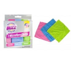 Buzz Microfibre Cloths 3pk Colour Box