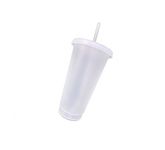 Frosted 700ml Drinking Cup With Straw Pack of 5