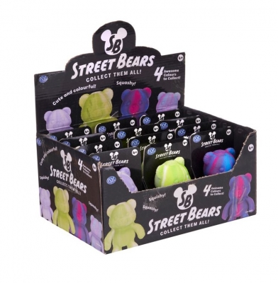 Squeezy Two Tone Street Bear 12cm ( Assorted Colours )