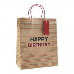 Kraft Birthday Stripes Large Bag