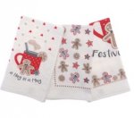 Christmas Design 100% Cotton Tea Towels Pack of 3